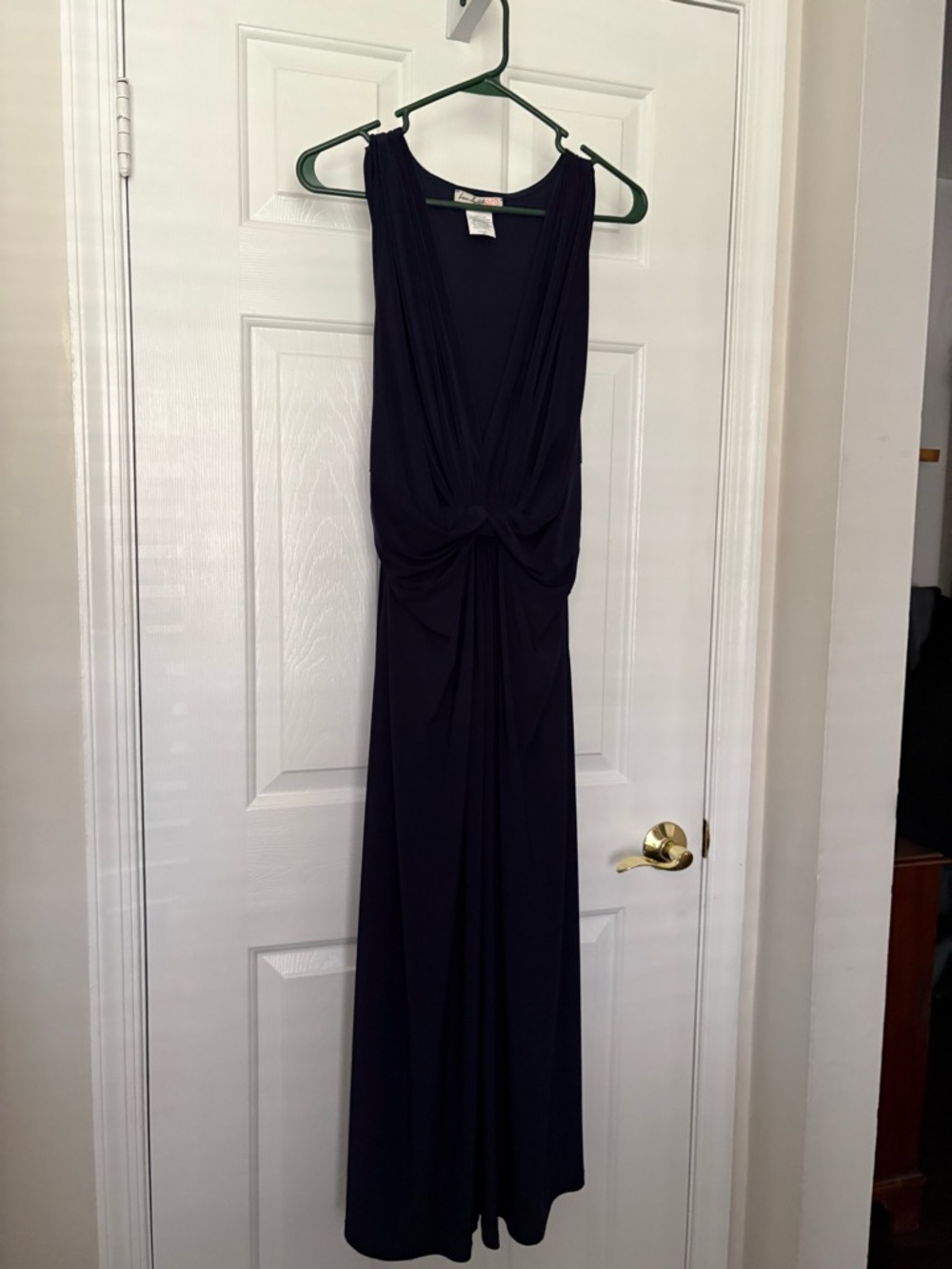 Sleeveless Twist Front Navy Maxi Dress